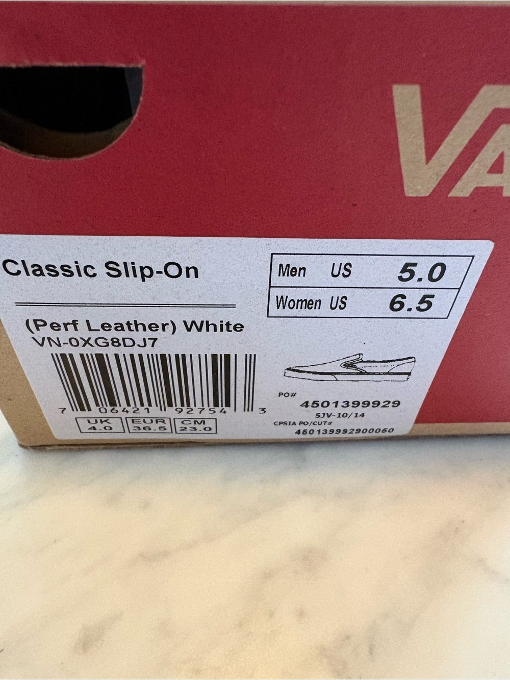 Vans Women’s Slip-On Perforated Leather Sneakers in White Size 6.5. Men size 5 - Picture 7 of 7